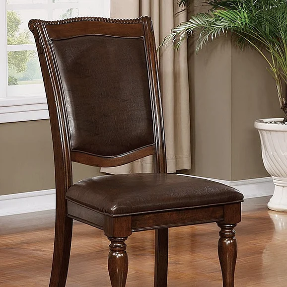 Furniture of America Alpena Upholstered Side Chair in Brown Cherry (Set of 2) CM3350SC-2PK