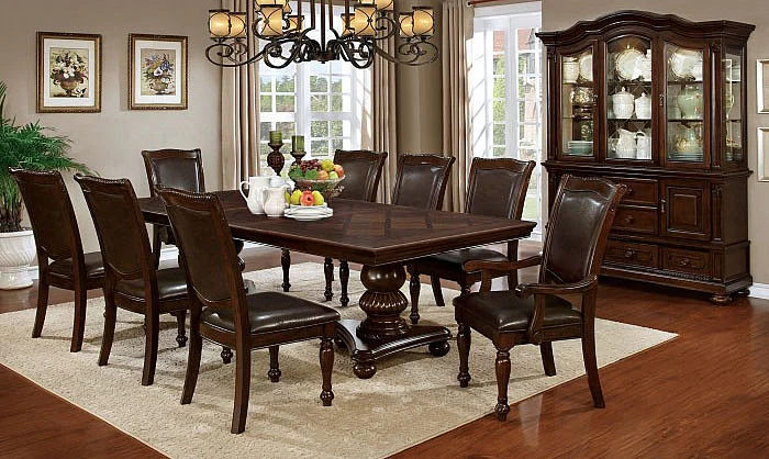 Furniture of America Alpena 7pc Dining Room Set in Brown Cherry