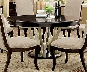 Furniture of America Ornette Round Dining Table in Espresso and Silver CM3353RT