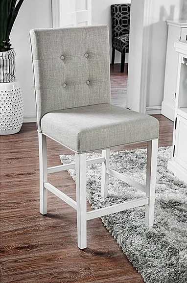Furniture of America Sutton Counter Ht. Chair in Antique White (Set of 2) CM3390PC-2PK