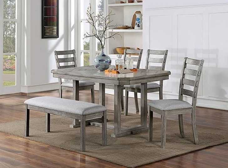 Furniture of America Laquila 6-Piece Dining Room Set in Gray