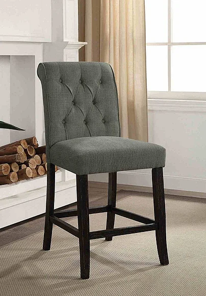 Furniture of America Izzy Counter Height Chair (Set of 2) in Gray/Antique Black CM3564GY-PC-2PK