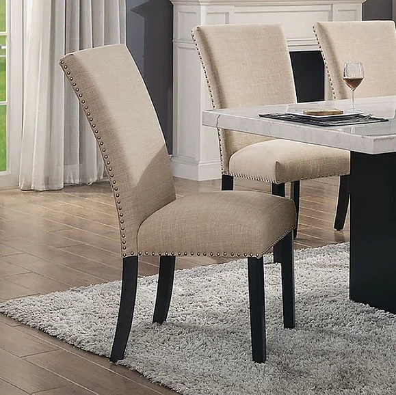 Furniture of America Kian Side Chair in Black and Beige CM3744BG-SC-2PK (Set of 2)
