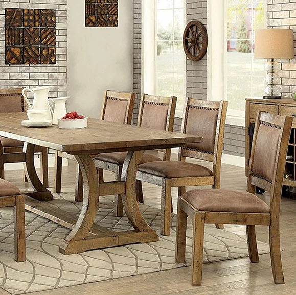 Furniture of America Gianna 96" Dining Table in Rustic Oak and Brown