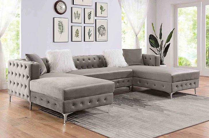 Furniture of America Ciabattoni Sectional in Gray CM6256GY-SECT