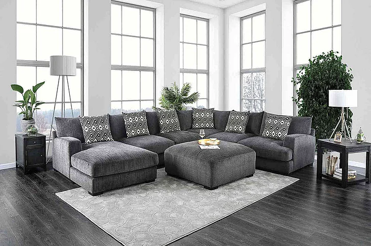 Furniture of America Kaylee U-Shaped Sectional in Gray CM6587-SECT