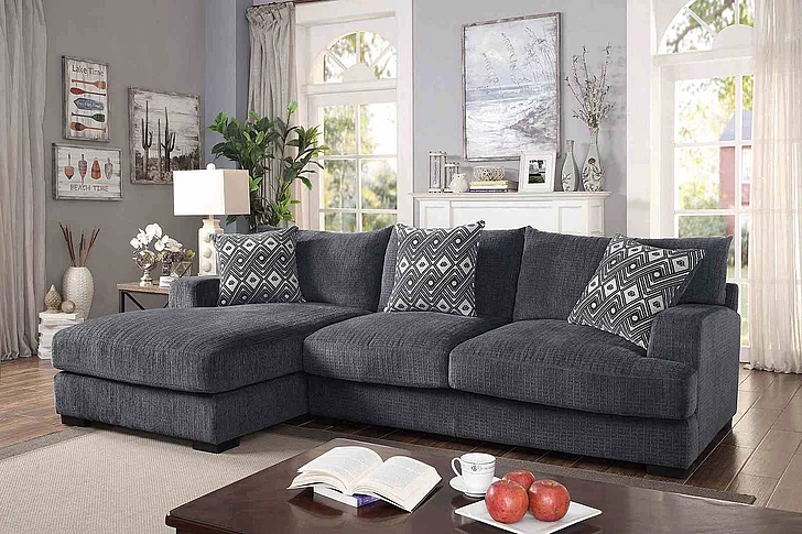 Furniture of America Kaylee L-Shaped Sectional in Gray CM6587-SECT-L