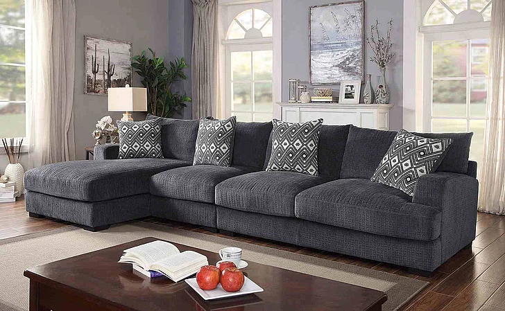 Furniture of America Kaylee Large L-Shaped Sectional in Gray CM6587-SECT-LL