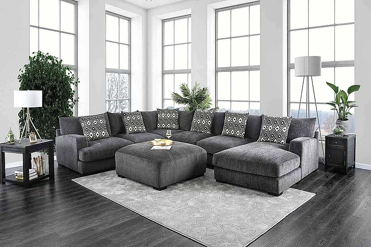 Furniture of America Kaylee U-Shaped Sectional in Right Chaise CM6587-SECT-R