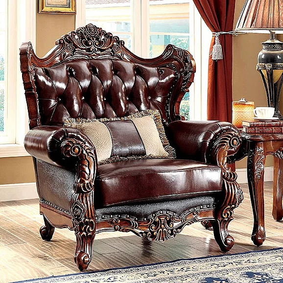 Furniture of America Jericho Chair in Brown/Dark Oak CM6786-CH