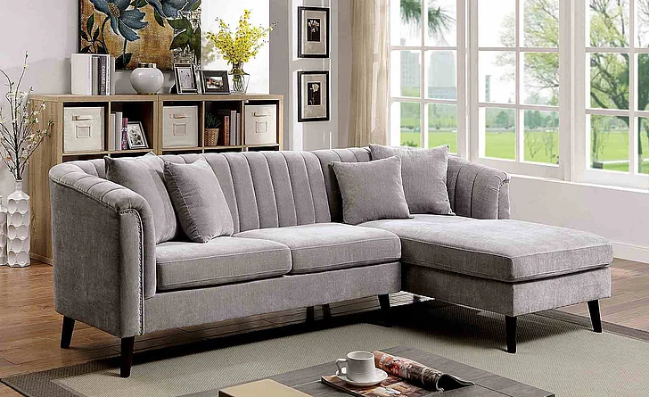 Furniture of America Goodwick Sectional in Light Gray CM6947-SECT