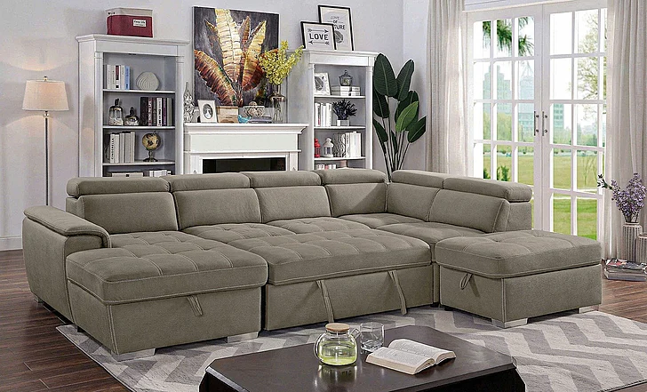 Furniture of America Hugo Sectional in Light Brown CM6963-SECT