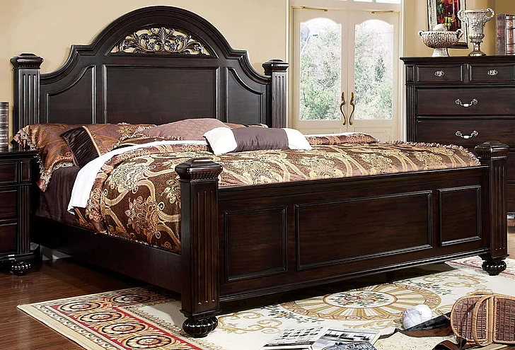 Furniture of America Syracuse Queen Panel Bed in Dark Walnut CM7129Q
