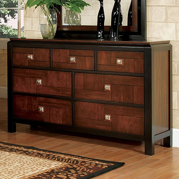 Furniture of America Patra 7 Drawer Dresser in Acacia and Walnut CM7152D