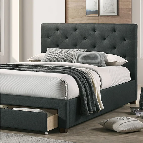 Furniture of America Sybella California King Upholstered Storage Bed in Dark Gray