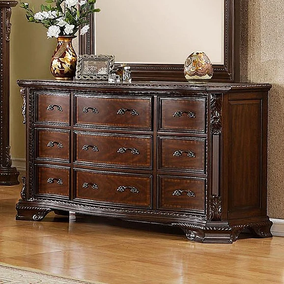 Furniture of America Monte Vista I 9 Drawer Dresser in Brown Cherry CM7267D