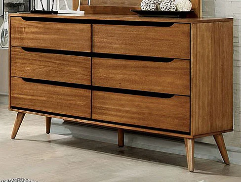 Furniture of America Lennart 6 Drawer Dresser in Oak CM7386A-D