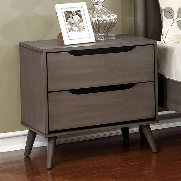 Furniture of America Lennart 2 Drawer Nightstand in Gray CM7386GY-N