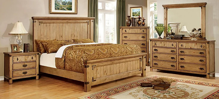 Furniture of America Pioneer 2pc Bedroom Set in Weathered Elm