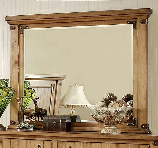 Furniture of America Pioneer Mirror in Weathered Elm CM7449M