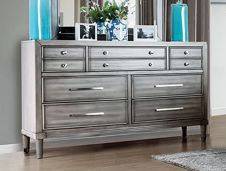 Furniture of America Daphne 8 Drawer Dresser in Weathered Gray CM7556D