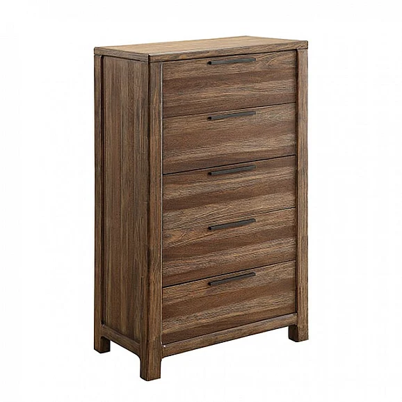 Furniture of America Hankinson 5 Drawer Chest in Rustic Natural Tone CM7576C