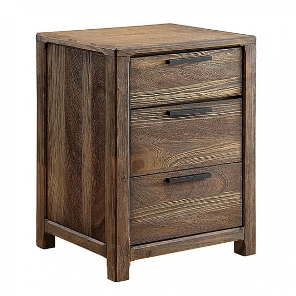 Furniture of America Hankinson 2 Drawer Nightstand in Rustic Natural Tone CM7576N
