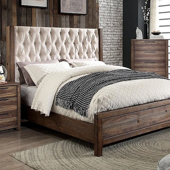 Furniture of America Hutchinson Cal King Bed in Rustic Natural Tone CM7577CK