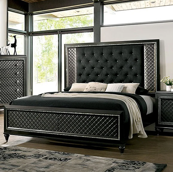 Furniture of America Demetria Queen Panel Bed in Metallic Gray