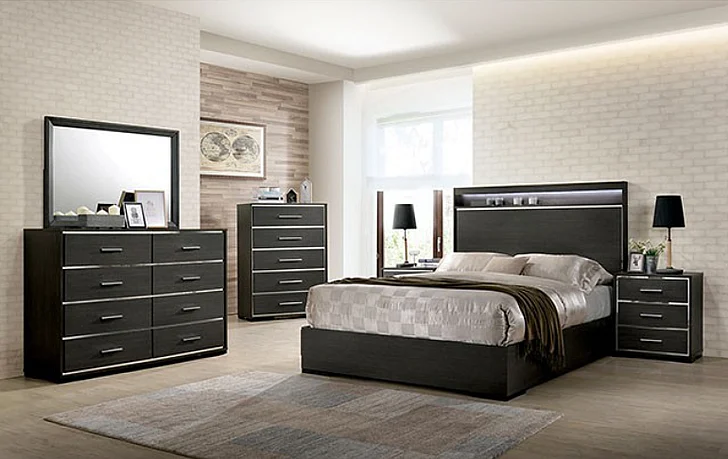 Furniture of America Camryn 4-Piece Platform Bedroom Set in Warm Gray