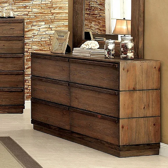 Furniture of America Coimbra 6 Drawer Dresser in Rustic Natural Tone CM7623D