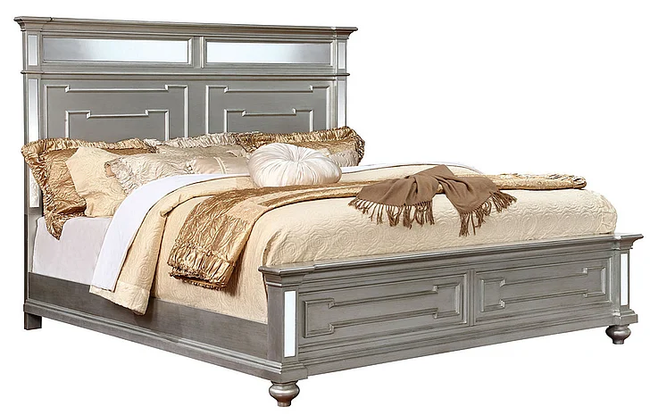 Furniture of America Salamanca Cal King Panel Bed in Silver CM7673CK