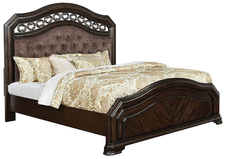 Furniture of America Calliope King Upholstered Panel Bed in Espresso CM7752EK