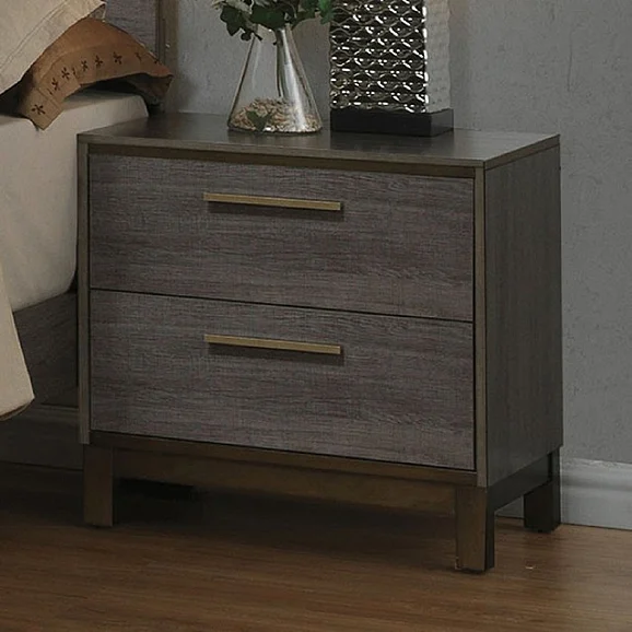 Furniture of America Manvel 2 Drawer Nightstand in Two-Tone Antique Gray CM7867N