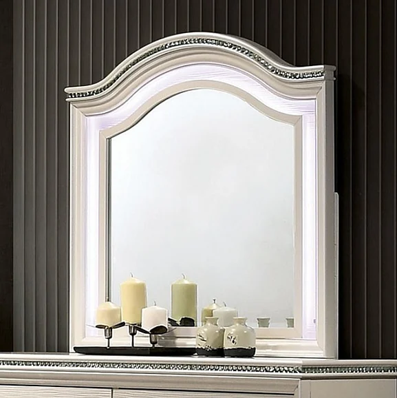 Furniture of America Allie Mirror in Pearl White CM7901M