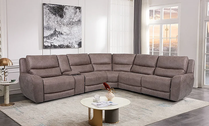 Furniture of America Demetrius Power Sectional in Slate Brown CM9930BR-SECT-PM