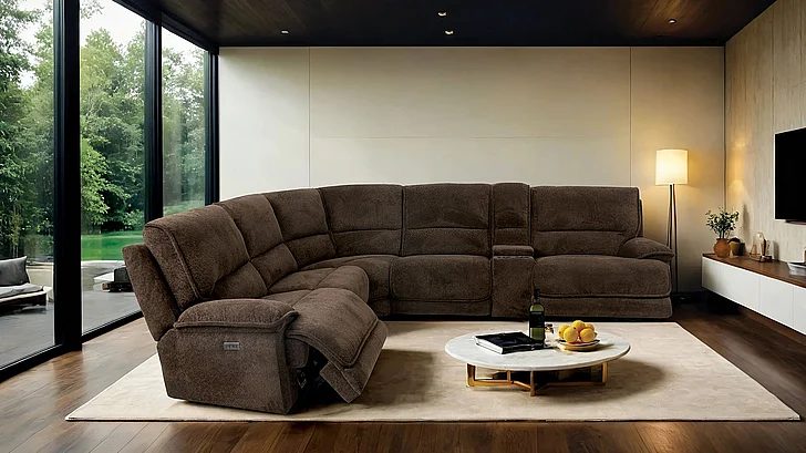 Furniture of America Damasus Power Sectional in Java CM9932DB-SECT-PM
