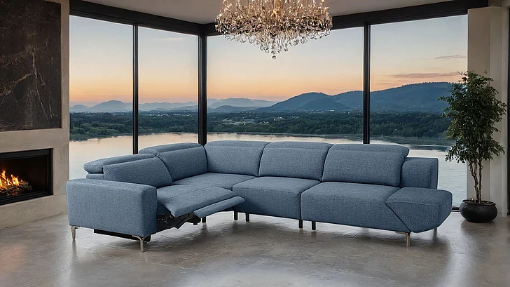 Furniture of America Melancton Power Sectional in Blue CM9933BL-SECT-PM