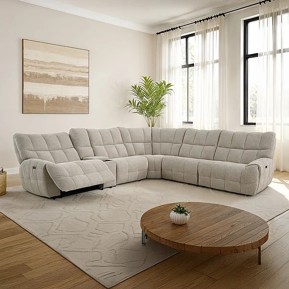 Furniture of America Clemens Power Sectional in Beige CM9936BG-SECT-PM