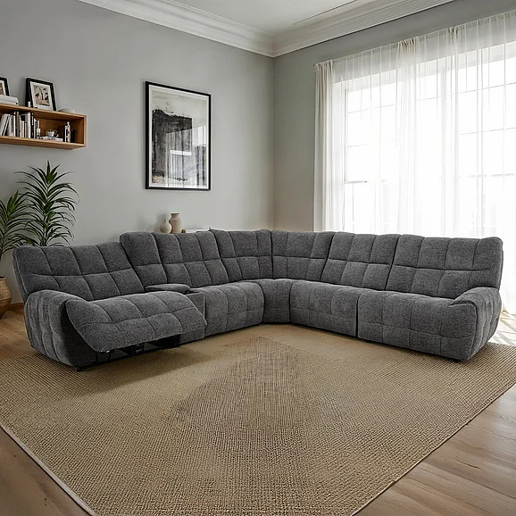 Furniture of America Clemens Power Sectional in Dark Gray CM9936DG-SECT-PM