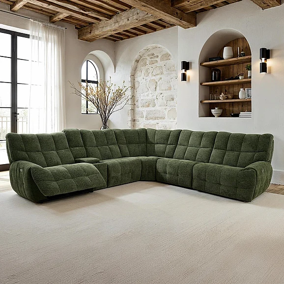 Furniture of America Clemens Power Sectional in Jade Green CM9936GR-SECT-PM
