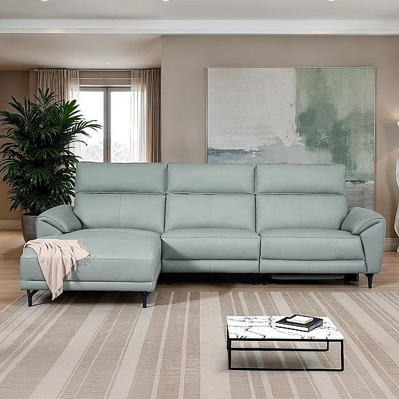 Furniture of America Themis Power Sectional in Left Chaise in Pale Blue CM9937PB-SECT-PM-L