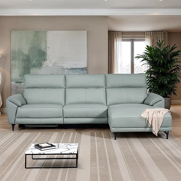 Furniture of America Themis Power Sectional in Right Chaise in Pale Blue CM9937PB-SECT-PM-R