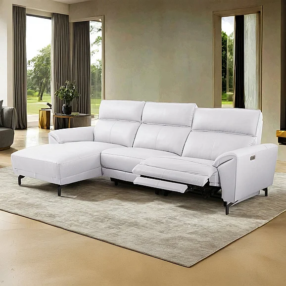 Furniture of America Themis Power Sectional in Left Chaise in White CM9937WH-SECT-PM-L