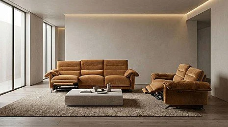 Furniture of America Morley 2pc Power Reclining Living Room Set in Sienna Brown