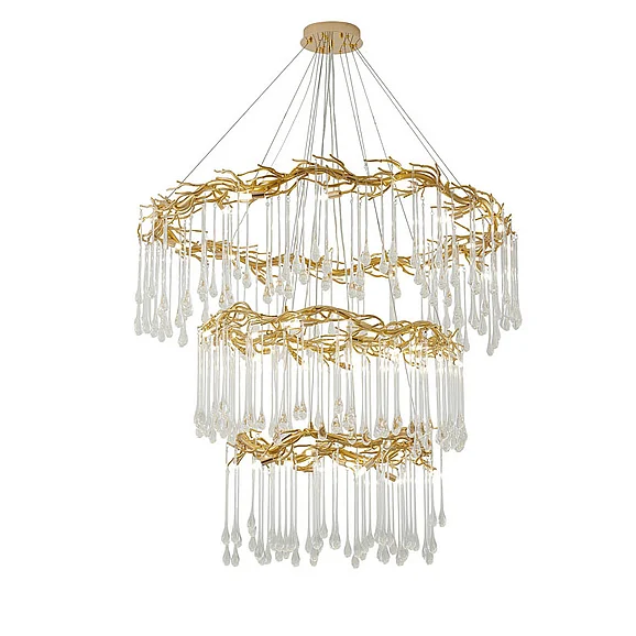 Bethel Three Tier Gold Aluminium Frame Chandelier CN21C24G