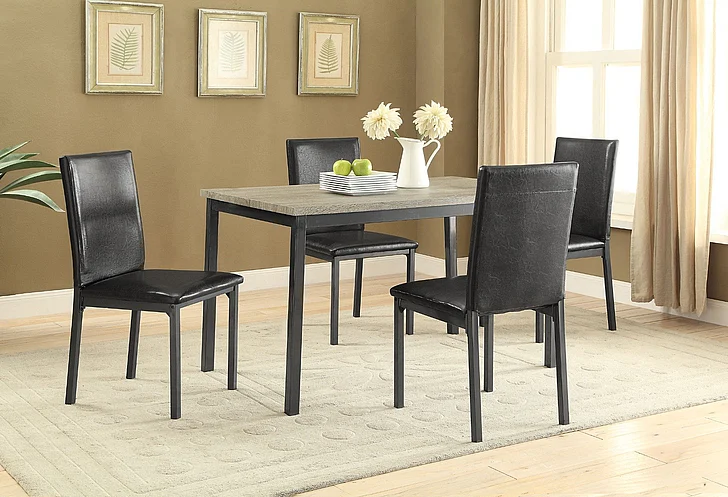 Coaster Furniture Garza 5-Piece Casual Dining Room Set in Black and Grey