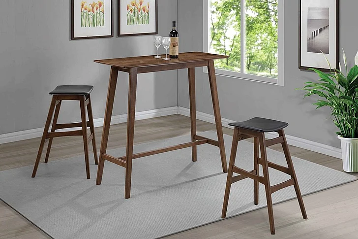 Coaster Furniture Finnick 3-Piece Bar Table Set in Walnut