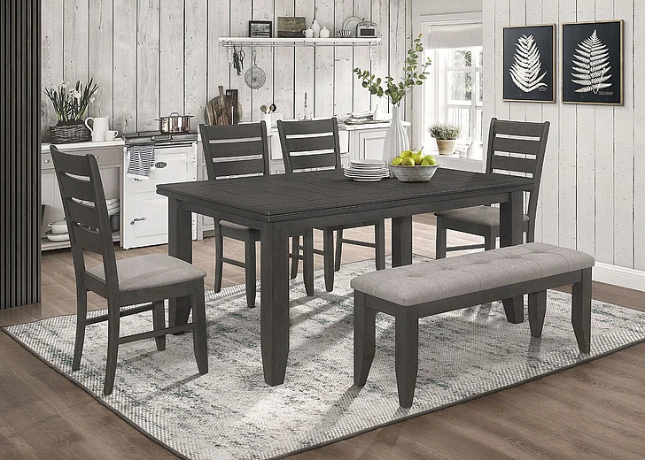 Coaster Furniture Dalila 6-Piece Casual Dining Room Set in Dark Grey