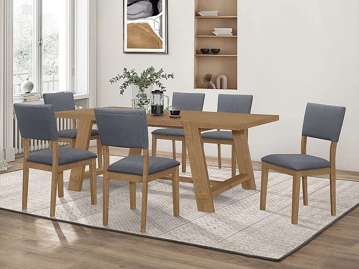 Coaster Furniture Sharon 7-Piece Casual Dining Room Set in Blue and Brown